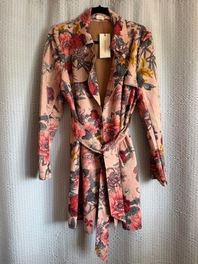 Solitaire Pink Floral Tie-Waist Robe with Belt